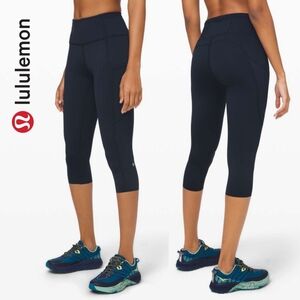 Lululemon Fast & Free Crop II Non-Reflective Nulux Tights Leggings, True Navy